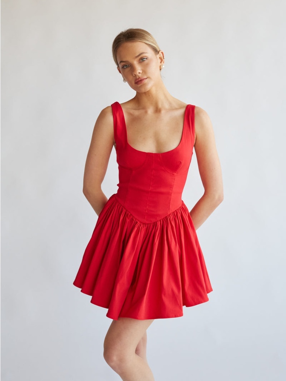 American Threads‎ Delaney Corset Mini Dress in Red New Size Medium